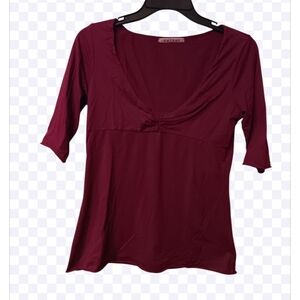 Velvet by Graham & Spencer Burgundy Long Sleeve Top Y2k Style